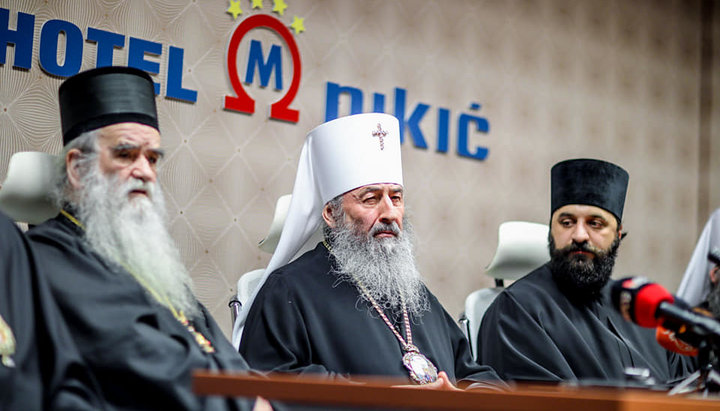 His Beatitude Onuphry at a press conference in Podgorica. Photo: Bishop Victor (Kotsaba)