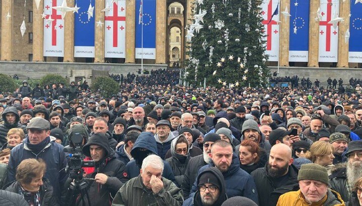 Мітинг біля будівлі грузинського парламенту. Фото: newsgeorgia.ge