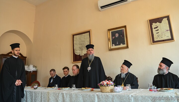 Serhii Dumenko and Patriarch Bartholomew dining together. Photo: OCU's website